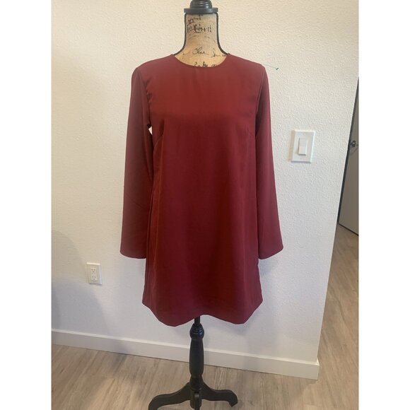 (C-197) Mng mango womens dress long sleeves size XS wine color - Picture 2 of 6